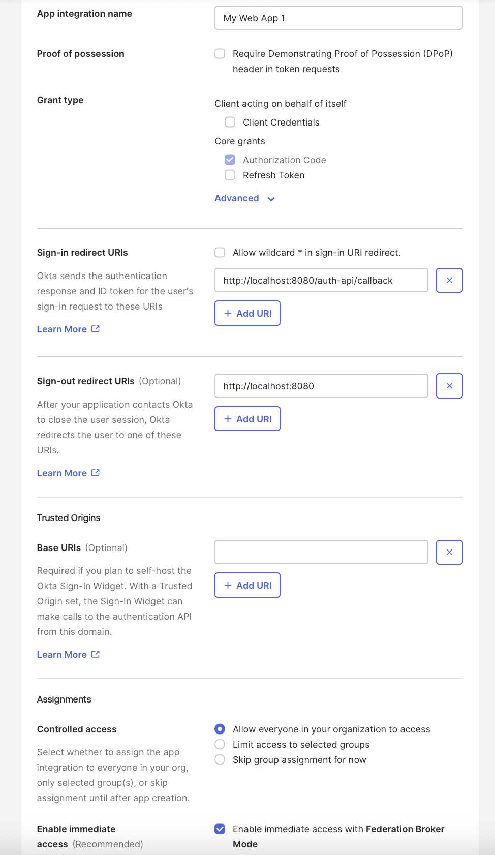 Okta OIDC App